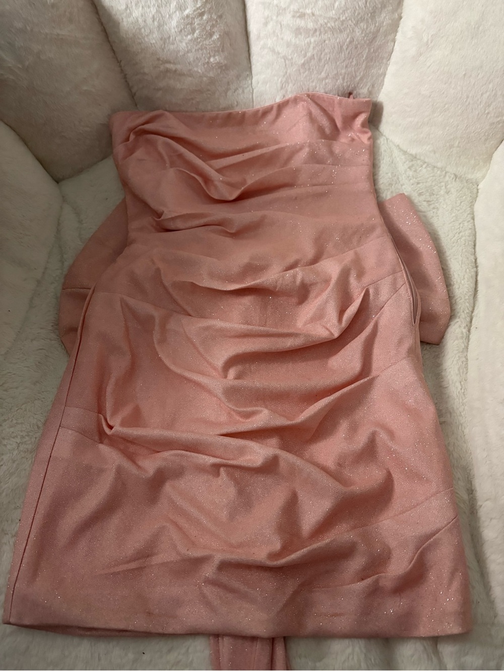 Lovely Day Strapless Sparkle Dress in Blush Pink